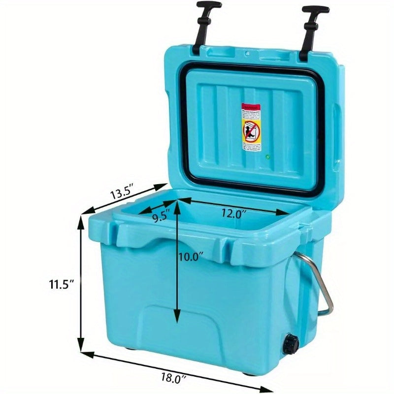 16 Quart Cooler Portable Ice Chest Leak-Proof 24 Cans Ice Box for Camping - Blue