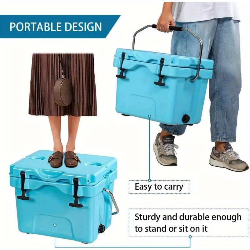 16 Quart Cooler Portable Ice Chest Leak-Proof 24 Cans Ice Box for Camping - Blue