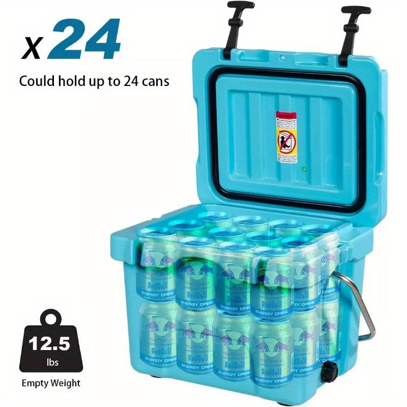 16 Quart Cooler Portable Ice Chest Leak-Proof 24 Cans Ice Box for Camping - Blue