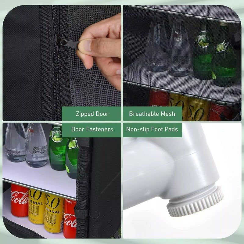 Camping Table with Storage, Aluminum Portable Camp Kitchen Cabinet Table