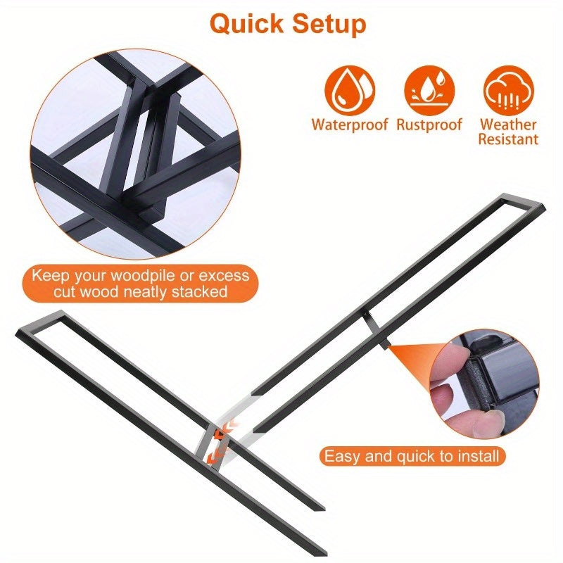220LBS Steel Firewood Log Rack - X-Shape Lumber Storage Holder for Fireplace & Firepit