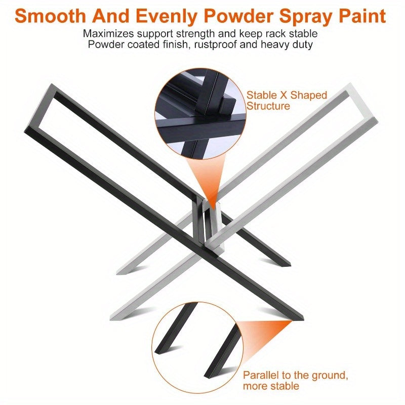 220LBS Steel Firewood Log Rack - X-Shape Lumber Storage Holder for Fireplace & Firepit