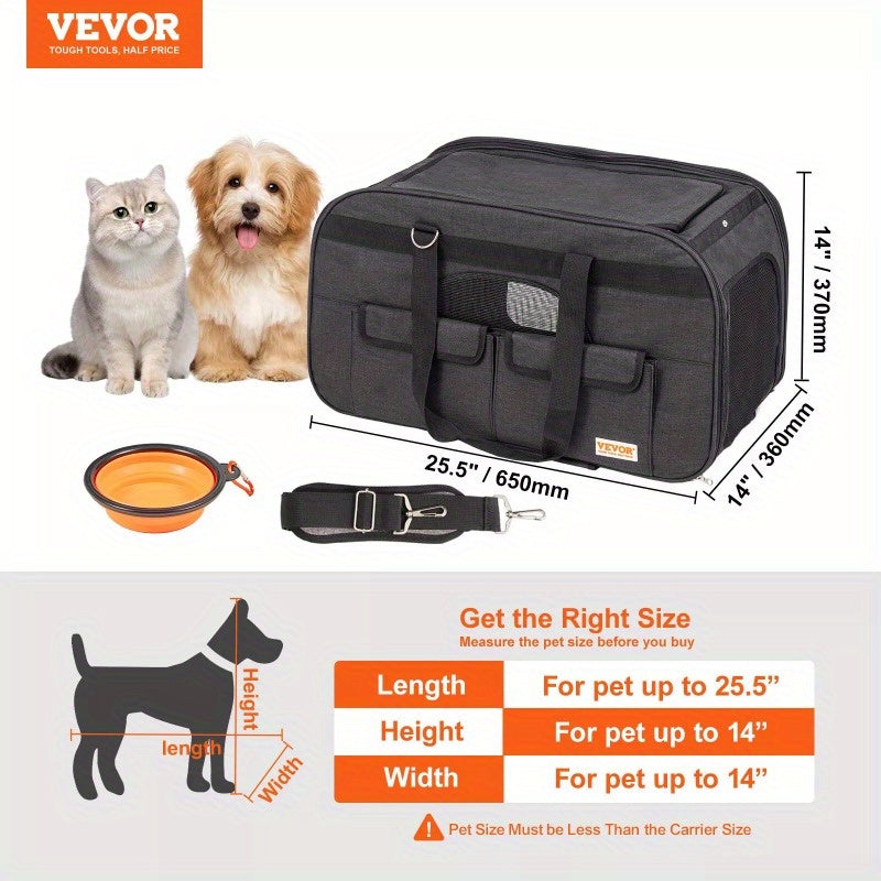 Cat Carrier with Wheels Rolling Pet Carrier with Handle 35 lbs Black