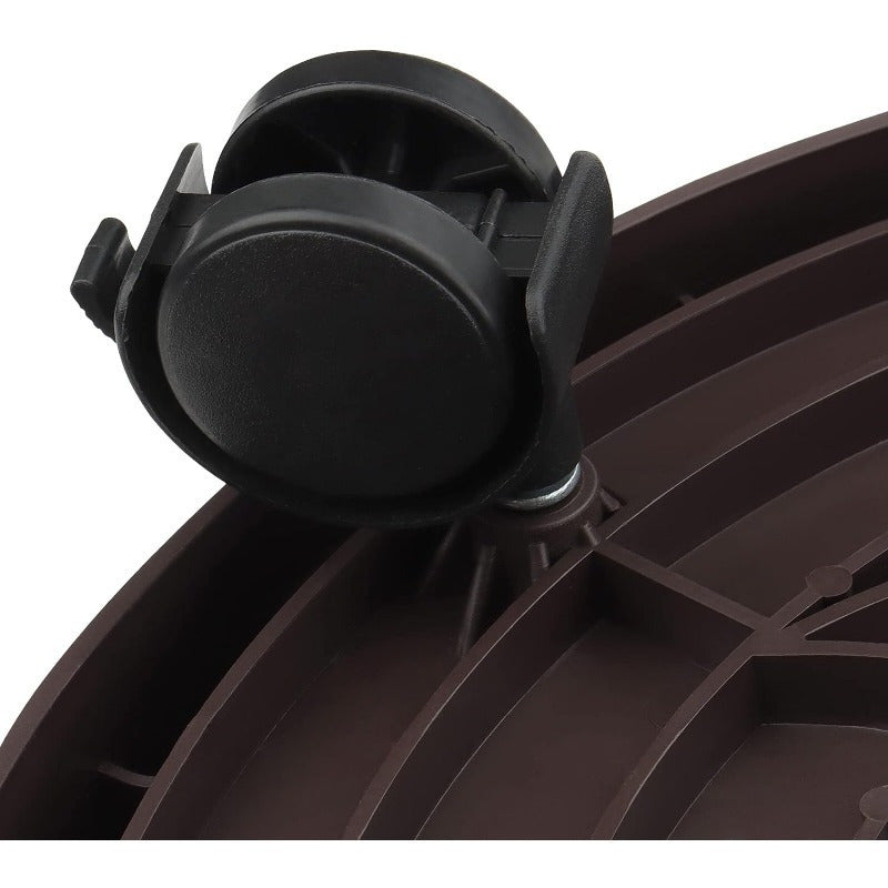 8-piece set of 11.42-inch circular plant rack with 4 lockable wheels, heavy-duty rolled plant rack with large capacity, 11.42-inch indoor and outdoor flowerpot wheel flowerpot tray cart, brown