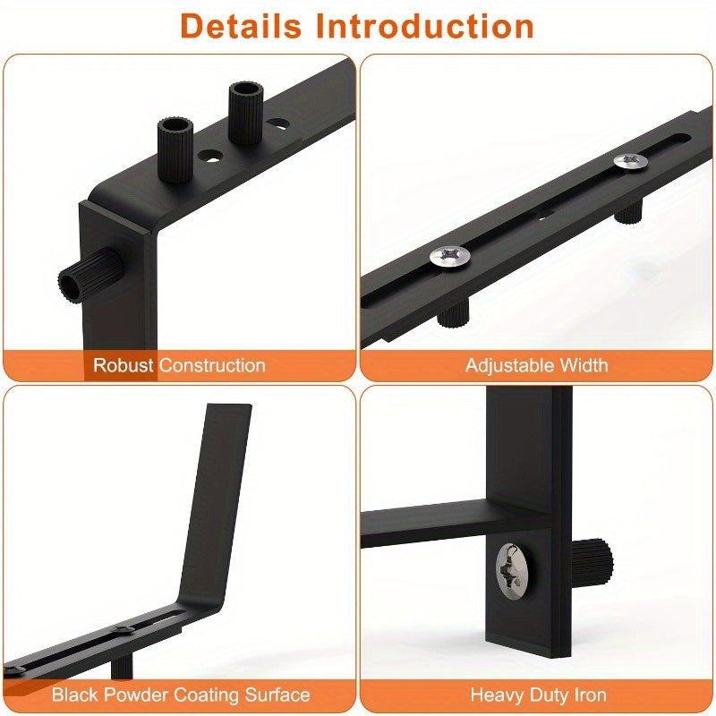 4Pcs Adjustable Planter Box Brackets - No-Drill Flower Box Holders & Railing Mounts for Windowsills, Fences, and Balconies