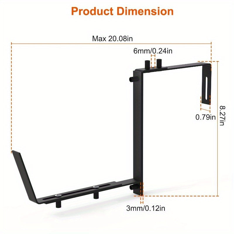 4Pcs Adjustable Planter Box Brackets - No-Drill Flower Box Holders & Railing Mounts for Windowsills, Fences, and Balconies