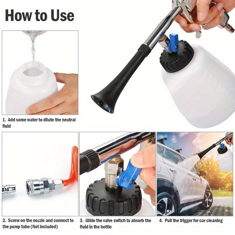 Car Cleaning Gun with Air Pulse Sprayer - Dust Removal Nozzle for Interior/Exterior, Seats, Carpet, Door Panels, and Kitchen