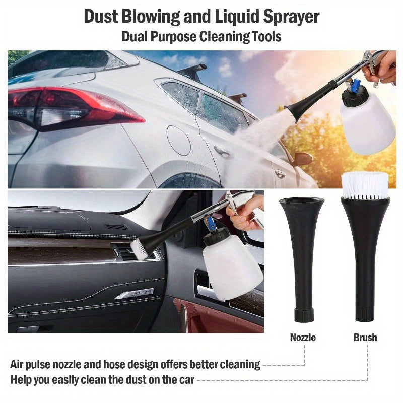 Car Cleaning Gun with Air Pulse Sprayer - Dust Removal Nozzle for Interior/Exterior, Seats, Carpet, Door Panels, and Kitchen