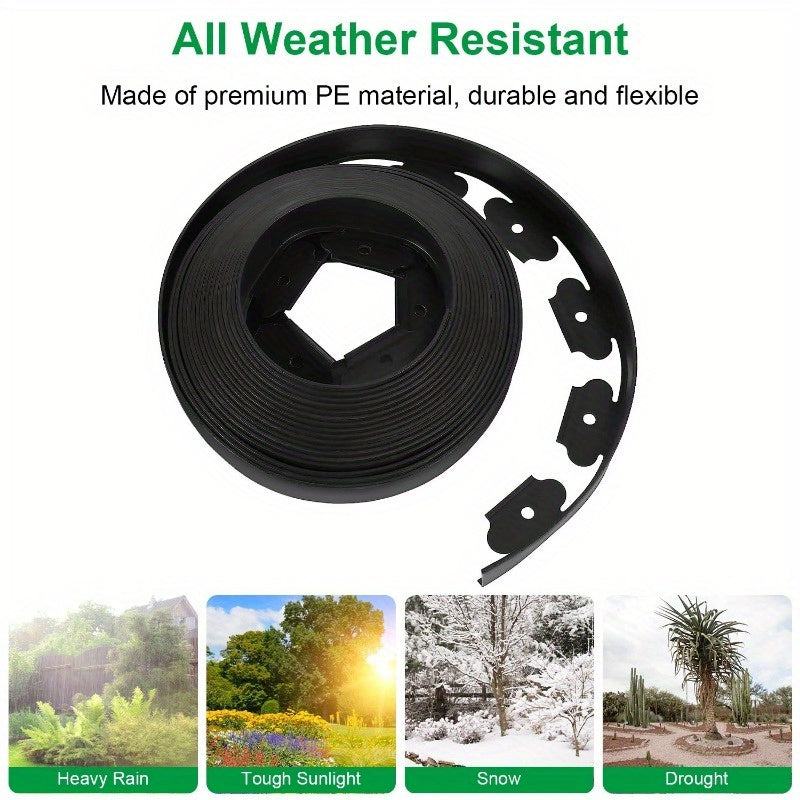 No-Dig Landscape Edging Kit - 32.8FT Plastic Garden Border with 30 Stakes, 2in Tall Edging for Lawn, Yard, and Flower Beds