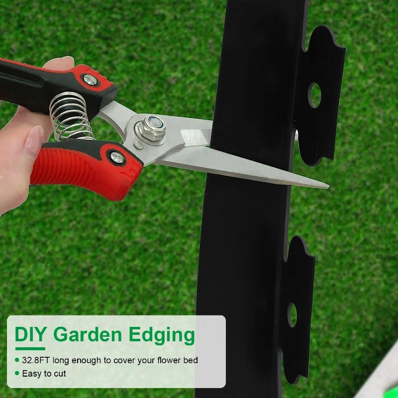 No-Dig Landscape Edging Kit - 32.8FT Plastic Garden Border with 30 Stakes, 2in Tall Edging for Lawn, Yard, and Flower Beds
