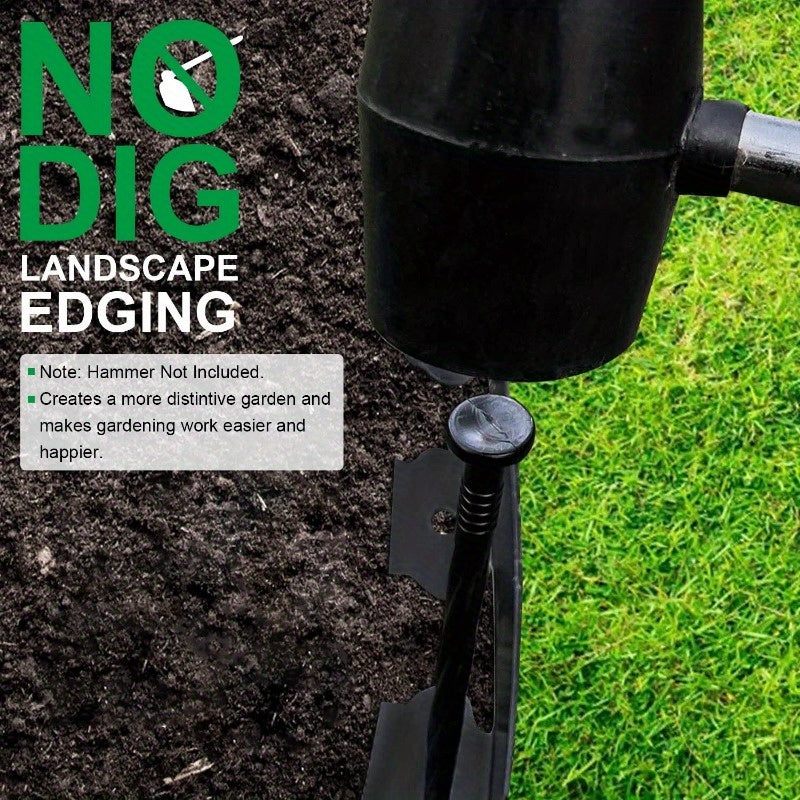 No-Dig Landscape Edging Kit - 32.8FT Plastic Garden Border with 30 Stakes, 2in Tall Edging for Lawn, Yard, and Flower Beds
