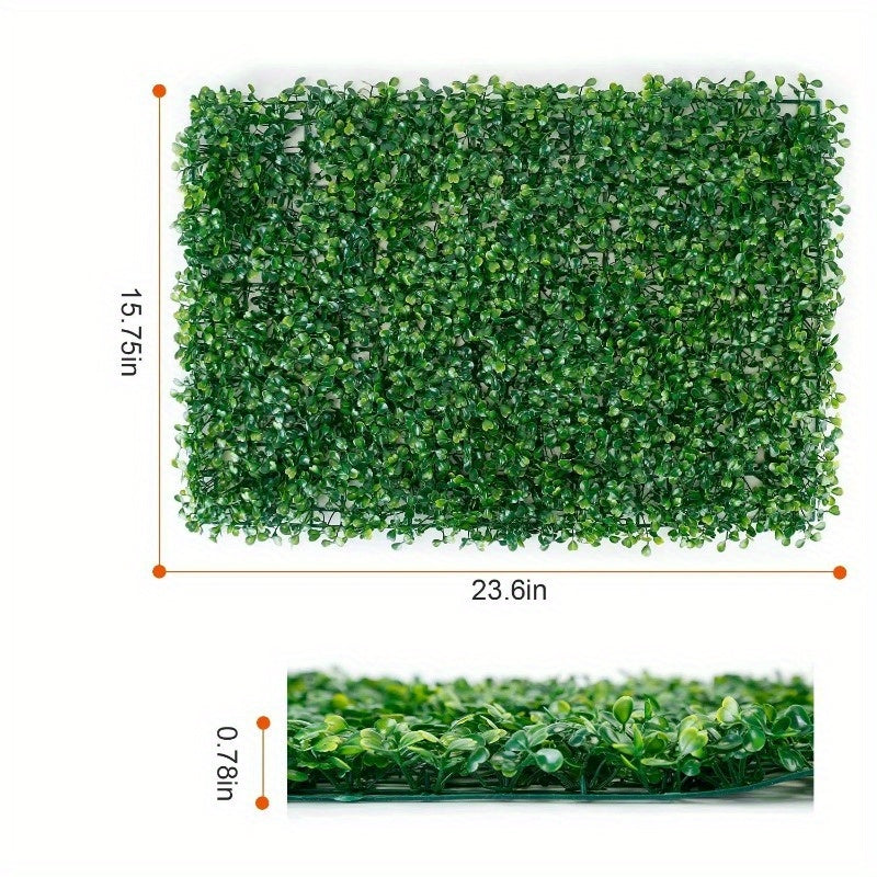 12Pcs Artificial Boxwood Hedge Panels - Privacy Screen & Grass Wall Decoration for Balcony, Garden, and Fence