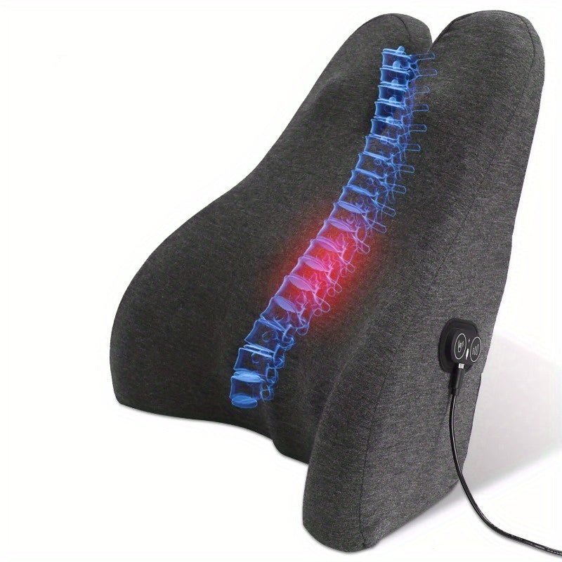 Lumbar Support Pillow For Office Chair Car Seat Home Dining Chair Soft Memory Foam Back Support Cushion With Vibration Washable Cover Elastic Strap Back Pain Relief