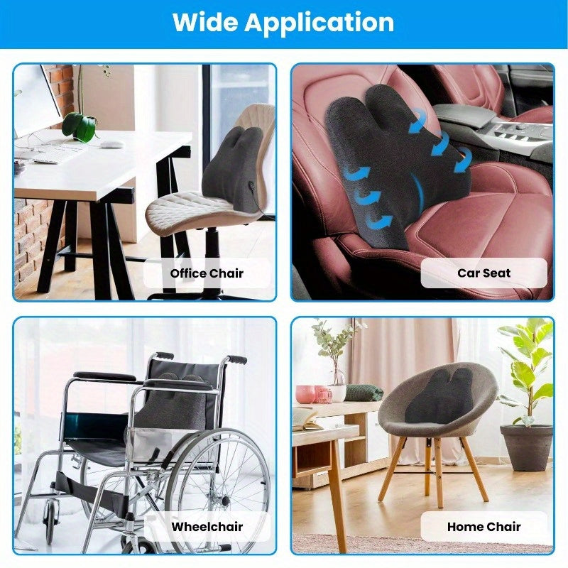 Lumbar Support Pillow For Office Chair Car Seat Home Dining Chair Soft Memory Foam Back Support Cushion With Vibration Washable Cover Elastic Strap Back Pain Relief