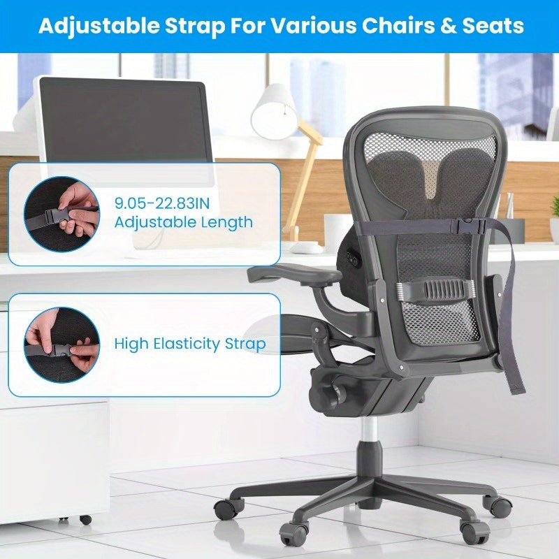 Lumbar Support Pillow For Office Chair Car Seat Home Dining Chair Soft Memory Foam Back Support Cushion With Vibration Washable Cover Elastic Strap Back Pain Relief