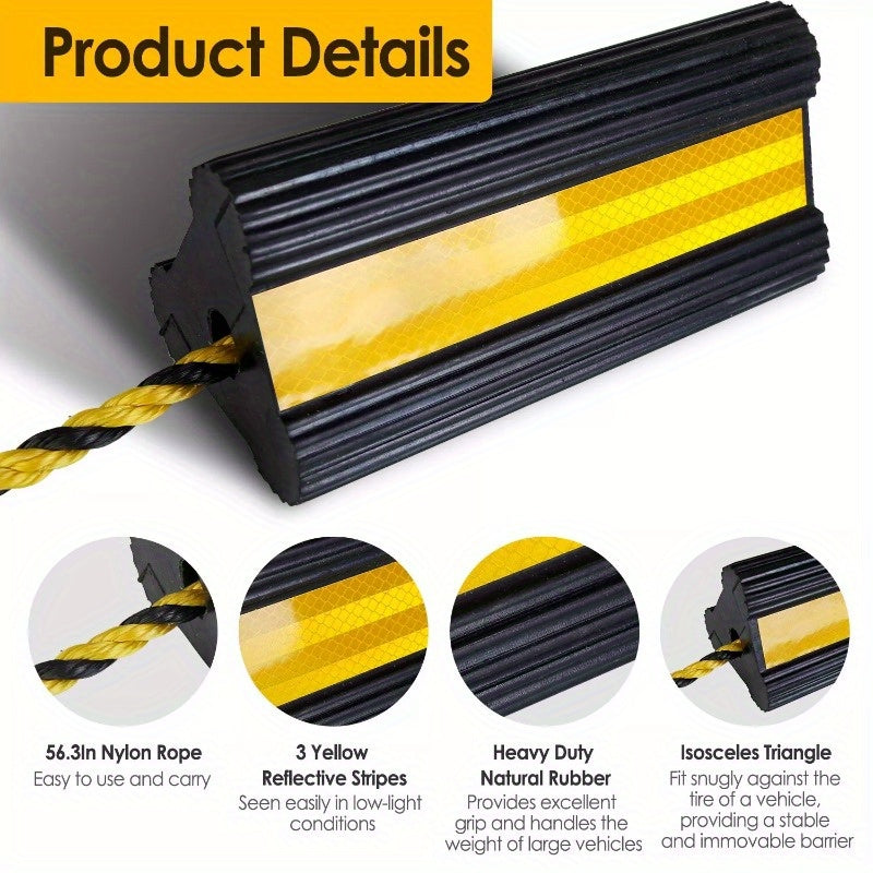 Rubber Wheel Chocks Tire Chocks Wheel Immobilizers with Nylon Rope for RVs Truck