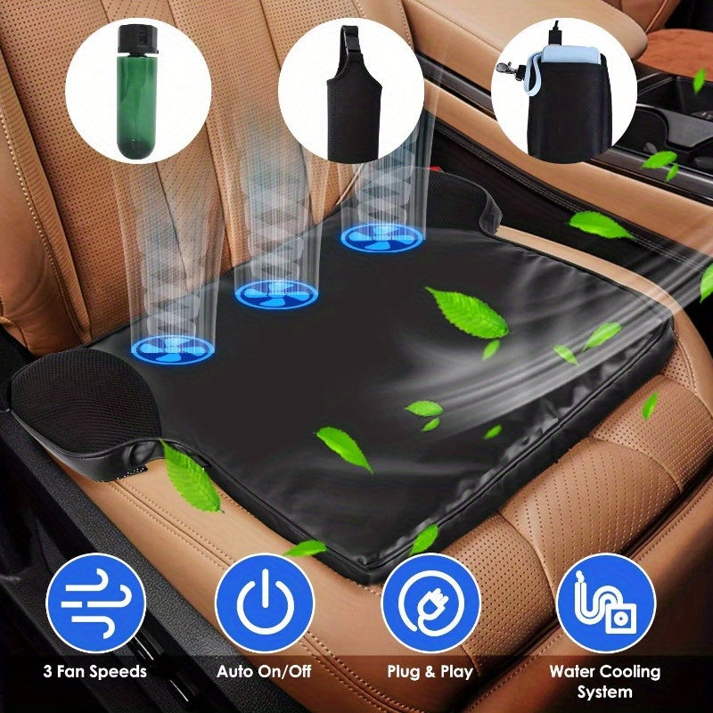 Summer Water Cooling System Seat Cushion With Fans 3 Speeds 26°C/78°F Constant Temperature USB Plug Portable Auto On/Off Ventilated Seat Cushion For Home Office Car