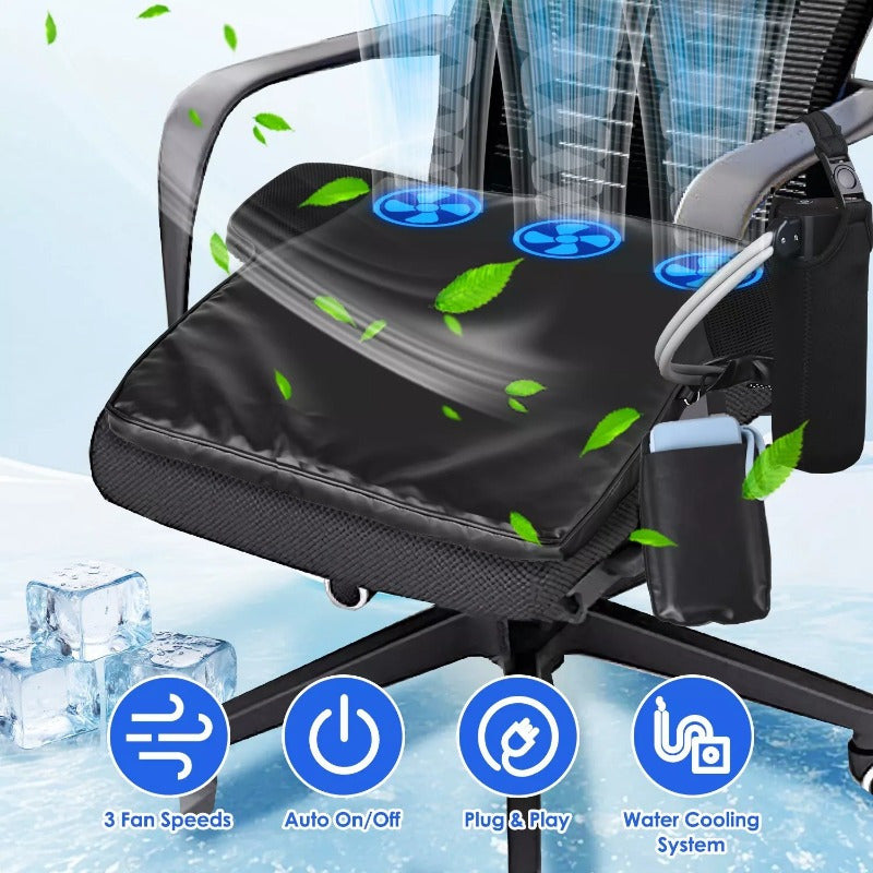 Summer Water Cooling System Seat Cushion With Fans 3 Speeds 26°C/78°F Constant Temperature USB Plug Portable Auto On/Off Ventilated Seat Cushion For Home Office Car