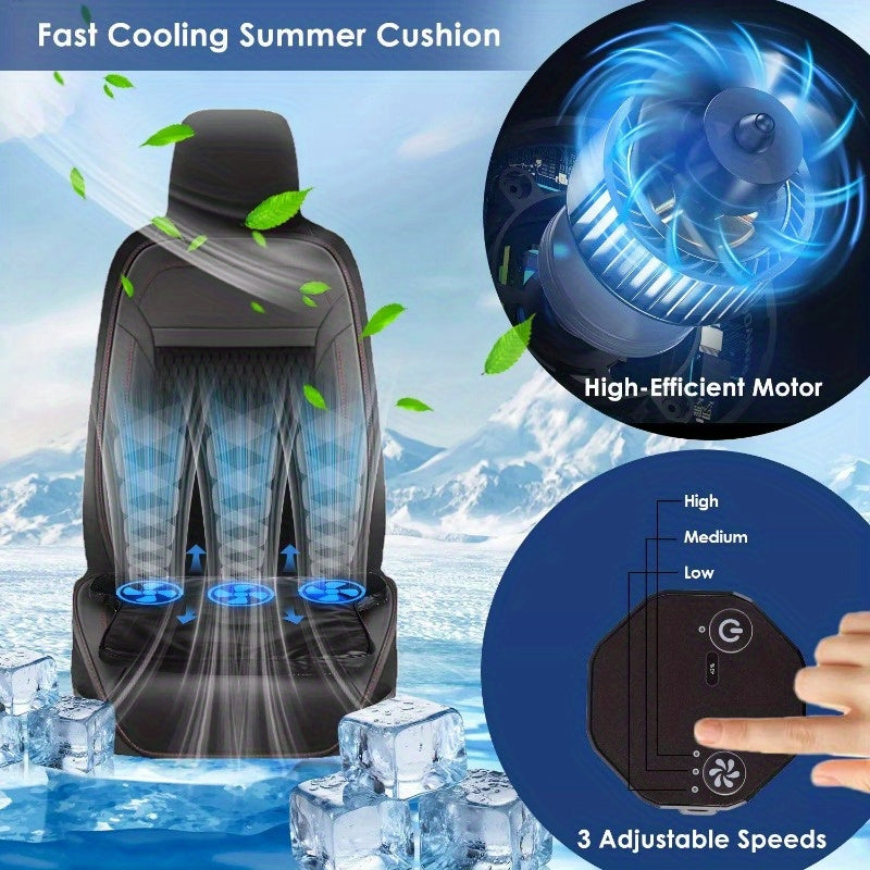 Summer Water Cooling System Seat Cushion With Fans 3 Speeds 26°C/78°F Constant Temperature USB Plug Portable Auto On/Off Ventilated Seat Cushion For Home Office Car