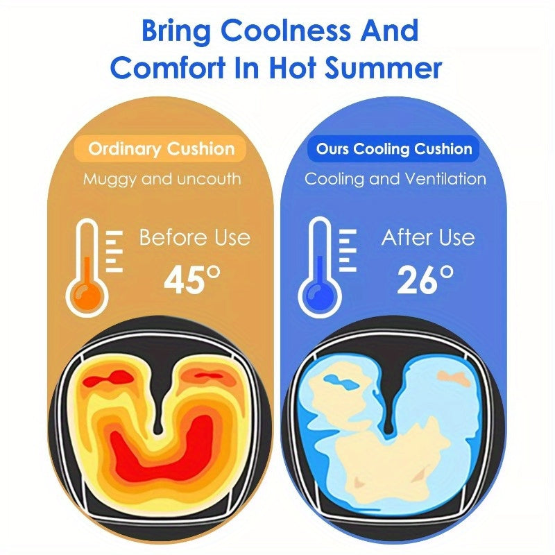 Summer Water Cooling System Seat Cushion With Fans 3 Speeds 26°C/78°F Constant Temperature USB Plug Portable Auto On/Off Ventilated Seat Cushion For Home Office Car