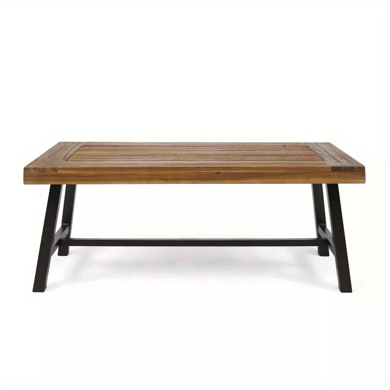 Carlisle Outdoor Acacia Wood Coffee Table By Christopher Sandblast Finish + Rust