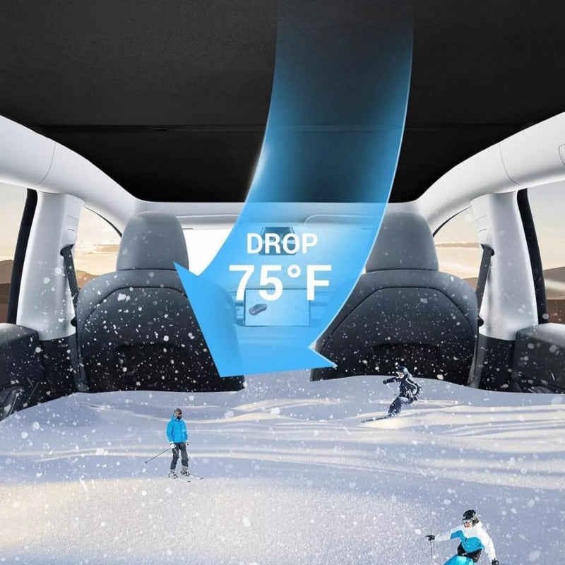 Model Y Glass Roof Sunshade with Storage Bag Sunroof Blocking Heat Cover Top Window Sun Protection for Model Y Interior Accessories Black