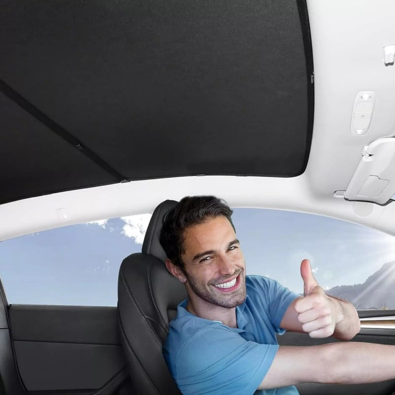 Model Y Glass Roof Sunshade with Storage Bag Sunroof Blocking Heat Cover Top Window Sun Protection for Model Y Interior Accessories Black