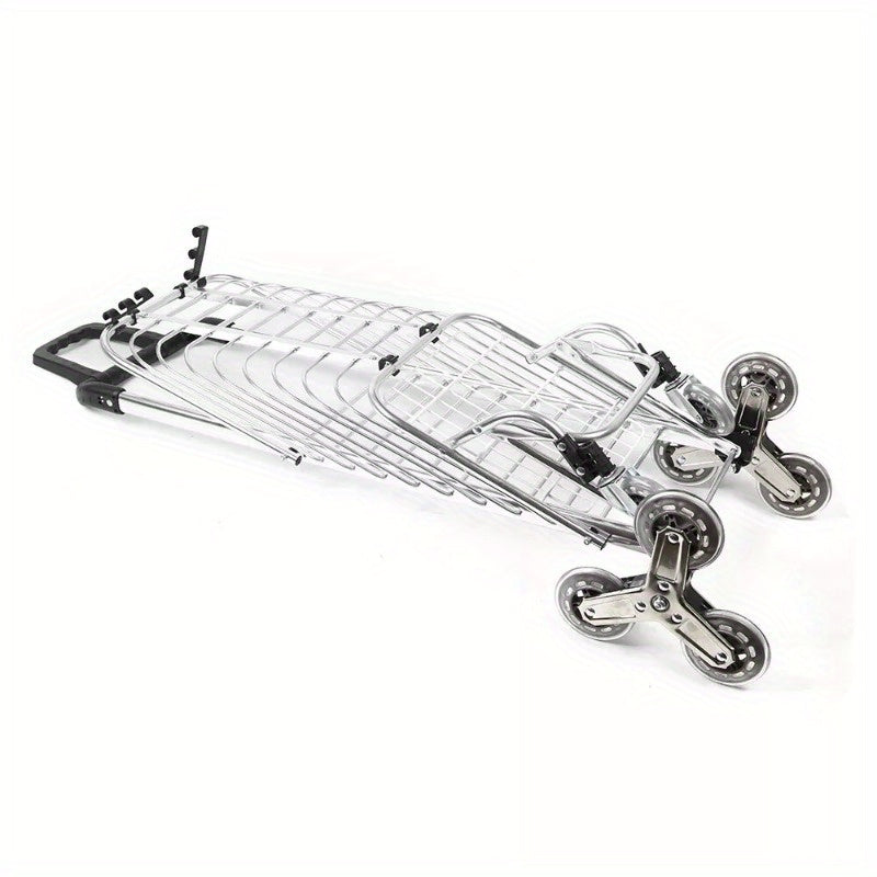 Grocery Laundry Utility Foldable Shopping Cart Trolley, Aluminum Alloy 8-Wheel Stair Climbing, Load Capacity 35L