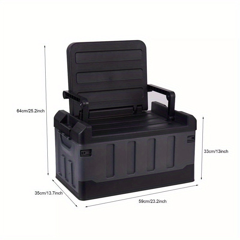 Trunk Organizer with Lid for Car, Seatable Camping Organizer with Bag, Multifunctional Collapsible Camping Storage Box for Outdoor Picnic, Car, Clothes, (Black)