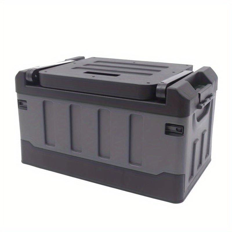 Trunk Organizer with Lid for Car, Seatable Camping Organizer with Bag, Multifunctional Collapsible Camping Storage Box for Outdoor Picnic, Car, Clothes, (Black)