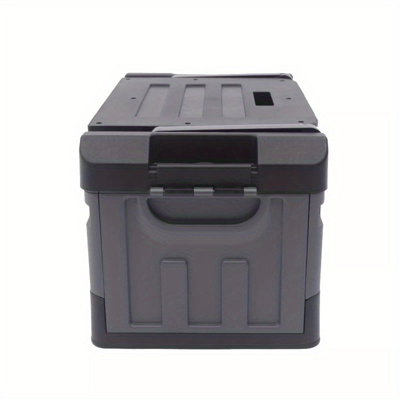 Trunk Organizer with Lid for Car, Seatable Camping Organizer with Bag, Multifunctional Collapsible Camping Storage Box for Outdoor Picnic, Car, Clothes, (Black)