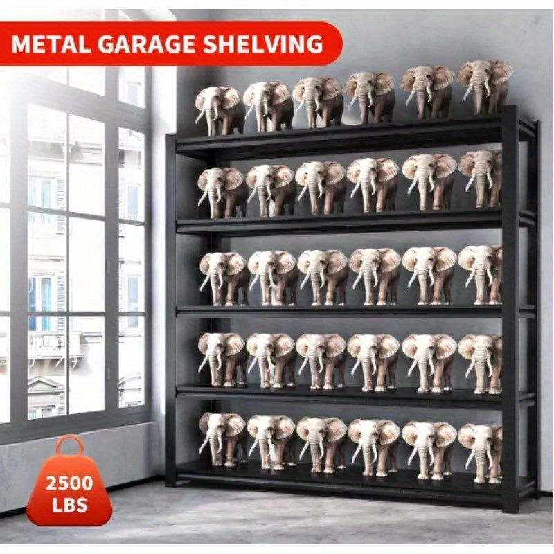 72"H 5 Tier Metal Shelves for Storage Garage Shelving 2000LBS Heavy Duty Storage Shelves Adjustable Garage Shelf Industrial Shelving Unit Storage Utility Rack, 35.4"W*15.7"D*72"H, Black
