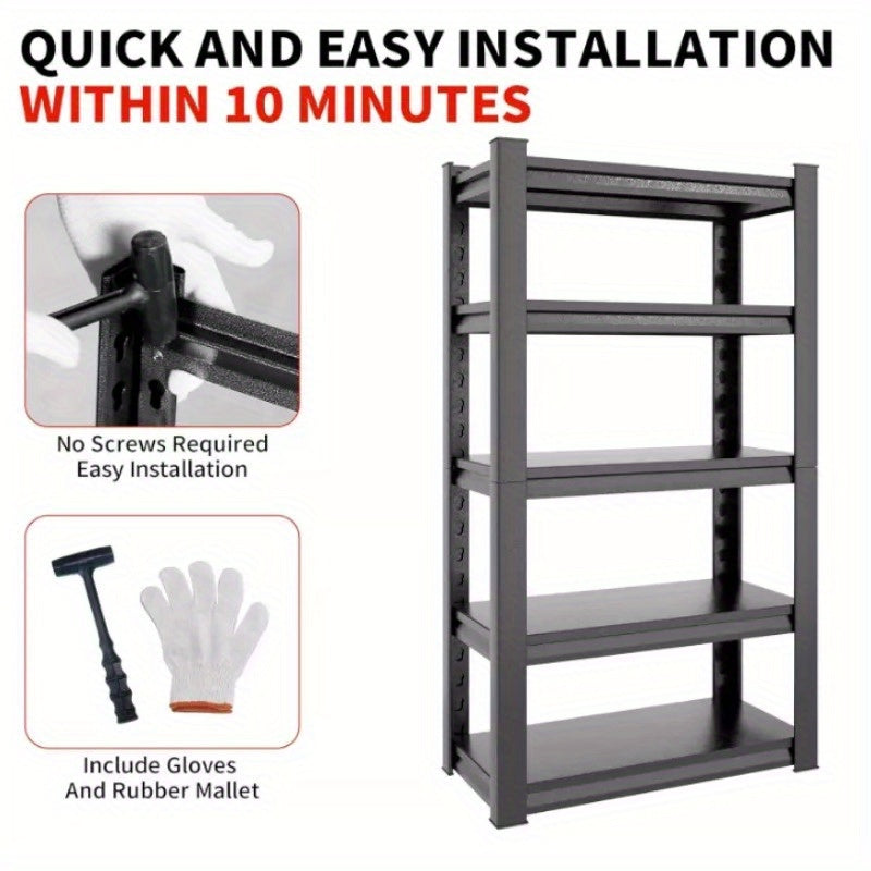 72"H 5 Tier Metal Shelves for Storage Garage Shelving 2000LBS Heavy Duty Storage Shelves Adjustable Garage Shelf Industrial Shelving Unit Storage Utility Rack, 35.4"W*15.7"D*72"H, Black