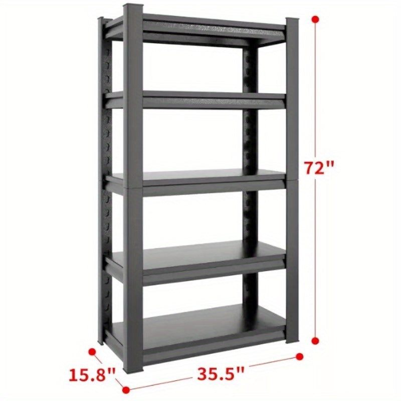 72"H 5 Tier Metal Shelves for Storage Garage Shelving 2000LBS Heavy Duty Storage Shelves Adjustable Garage Shelf Industrial Shelving Unit Storage Utility Rack, 35.4"W*15.7"D*72"H, Black