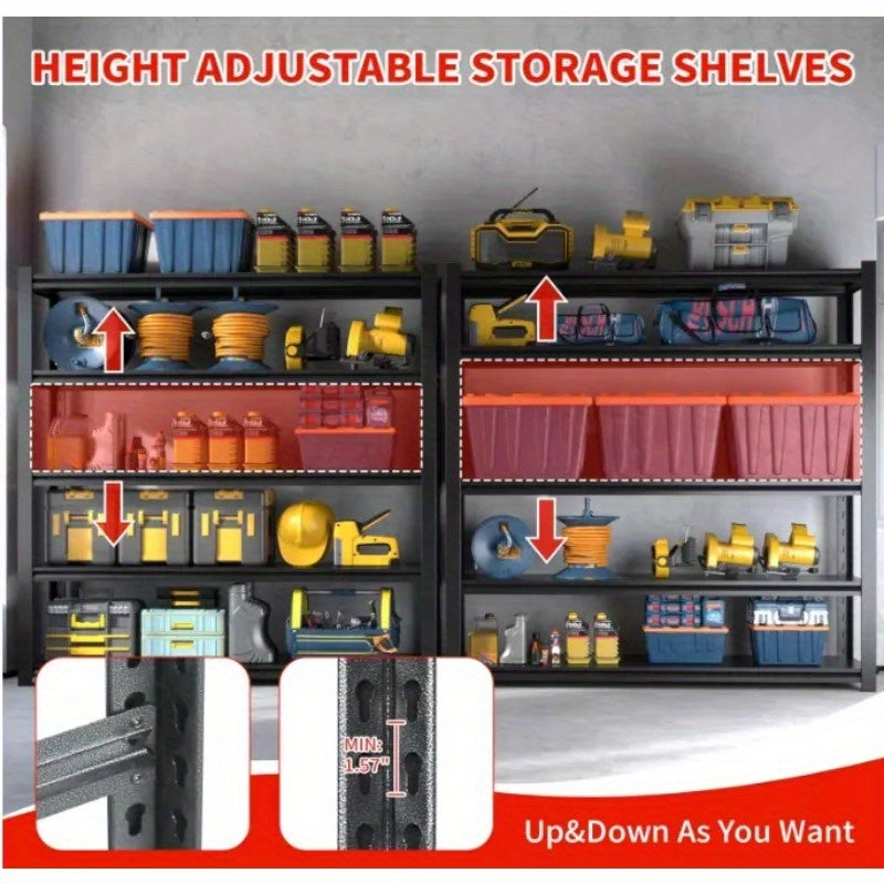 72"H 5 Tier Metal Shelves for Storage Garage Shelving 2000LBS Heavy Duty Storage Shelves Adjustable Garage Shelf Industrial Shelving Unit Storage Utility Rack, 35.4"W*15.7"D*72"H, Black