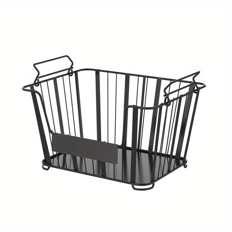 3-Tier Metal Wire Storage Basket Stand with Removable Baskets – Black
