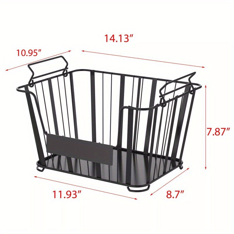 3-Tier Metal Wire Storage Basket Stand with Removable Baskets – Black