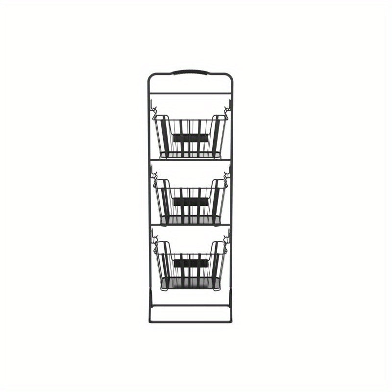 3-Tier Metal Wire Storage Basket Stand with Removable Baskets – Black