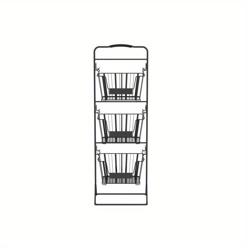 3-Tier Metal Wire Storage Basket Stand with Removable Baskets – Black