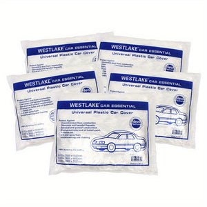 5 Pack Clear Plastic Disposable Car Covers, Universal Rain, Dust, and Garage Protection