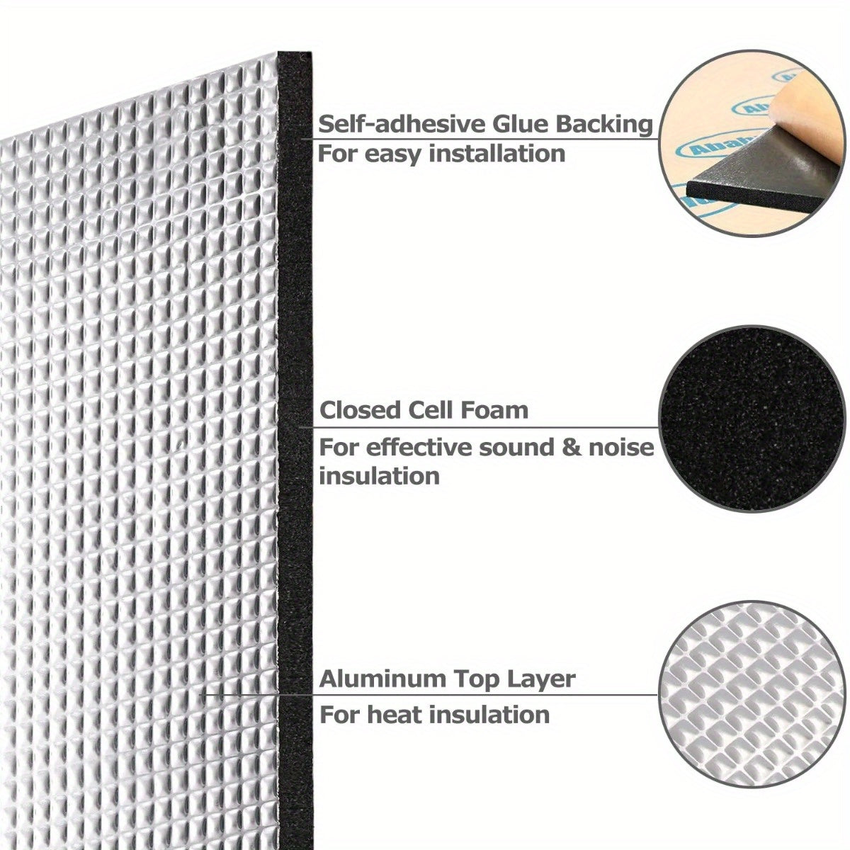 60"x40" Firewall Sound Deadener Mat - 394mil Car Heat Shield Insulation for Noise Reduction