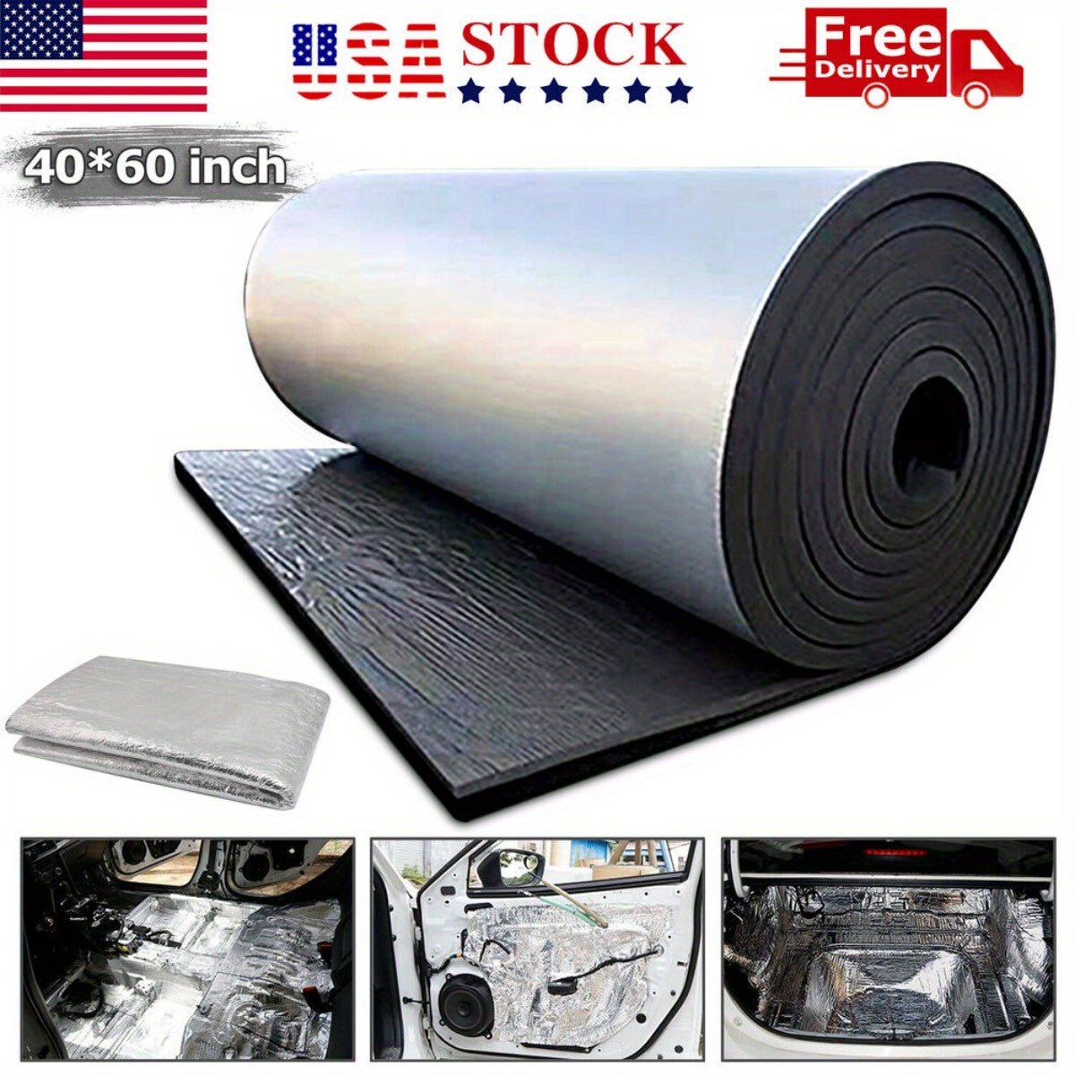60"x40" Firewall Sound Deadener Mat - 394mil Car Heat Shield Insulation for Noise Reduction