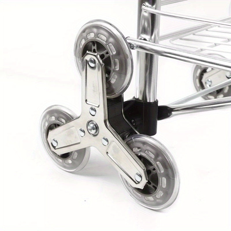 Foldable Grocery and Laundry Utility Cart - Aluminum Alloy Shopping Trolley with 8-Wheel Stair Climbing | 35L Load Capacity