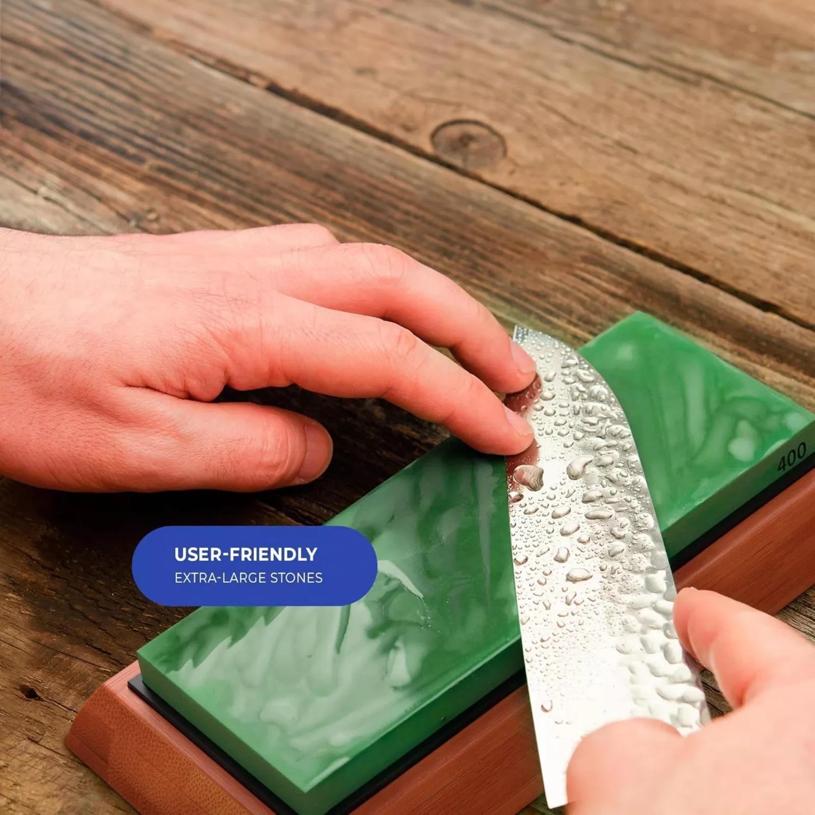 Sharpening stone, sharpening tool kit, with high-quality four sided 400/1000/6000 grit wet stone set, kitchen pocket knife grinding stone, blade, gift