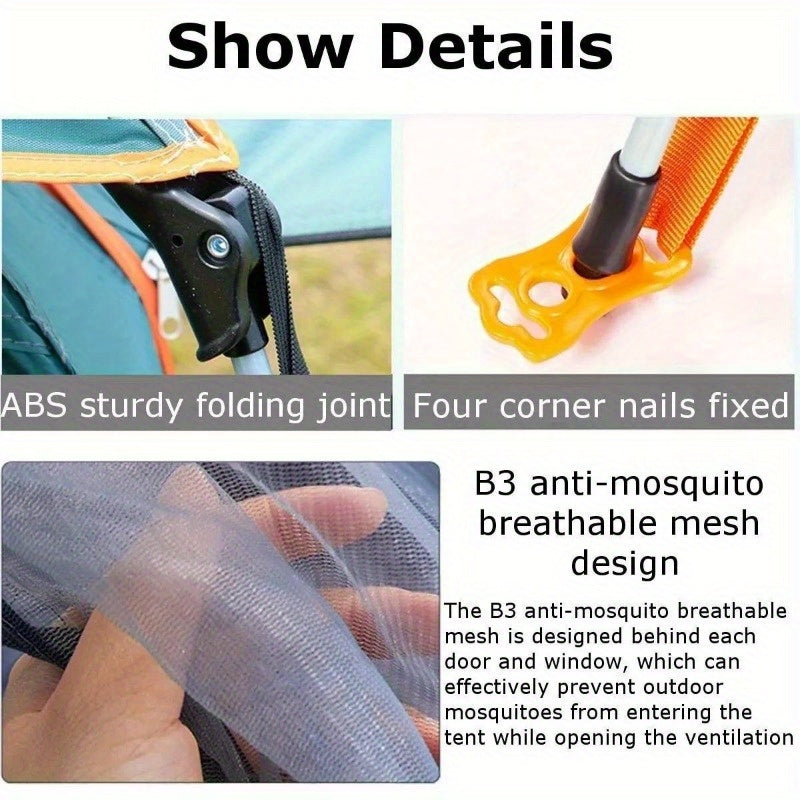 2-3 Person Foldable Waterproof Camping Tent - Outdoor Tent with Mosquito Net Windows & Carrying Bag for Hiking, Climbing, Fishing, Adventure