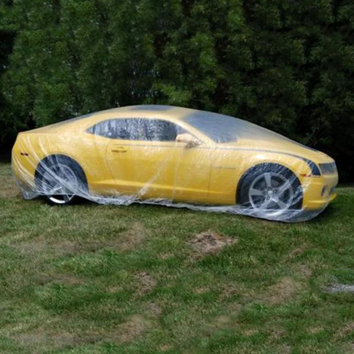 5 Pack Clear Plastic Disposable Car Covers, Universal Rain, Dust, and Garage Protection