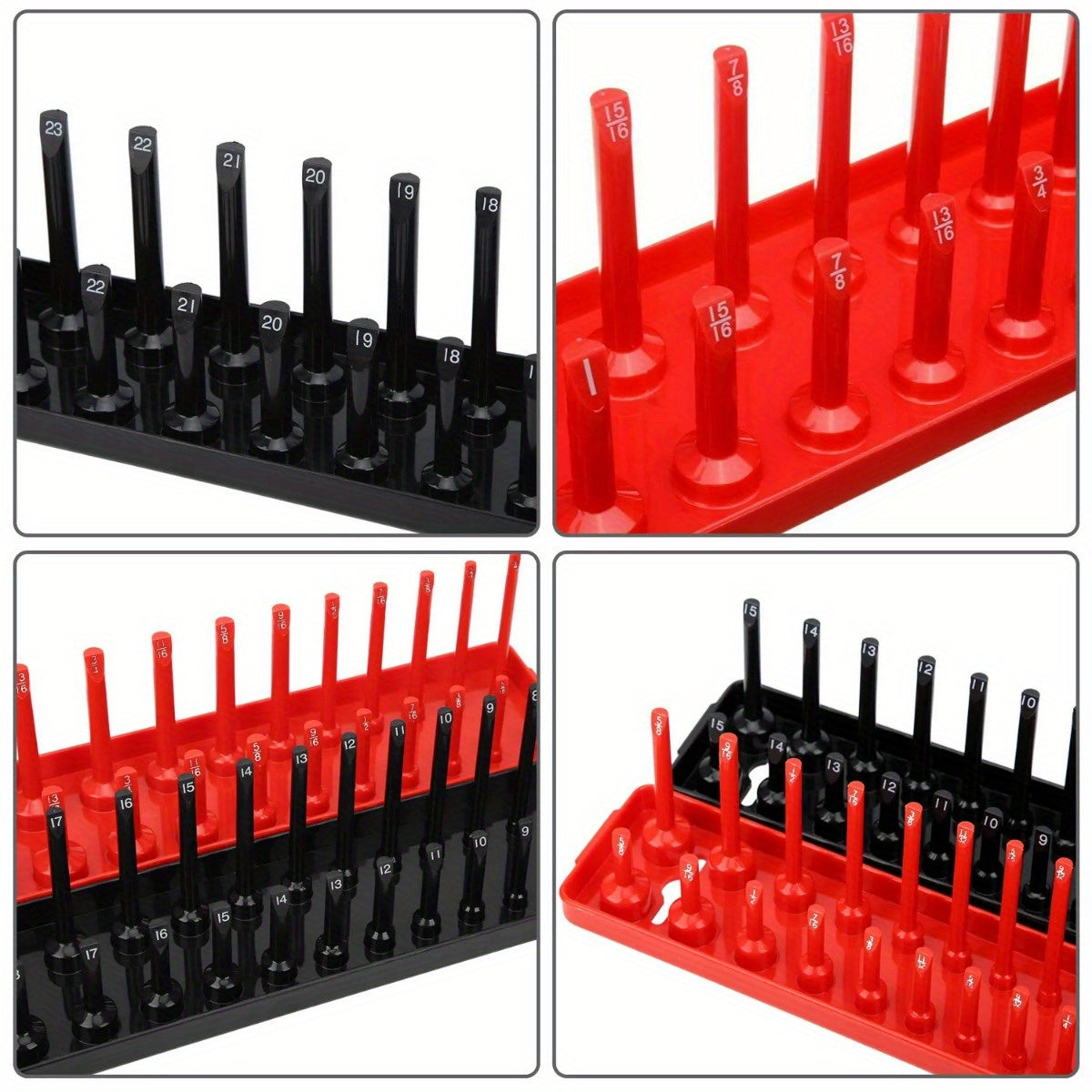 6Pcs Socket Organizer Tray Set, Holds 90 Metric and 76 SAE Sockets, 1/4", 3/8", 1/2" Drive