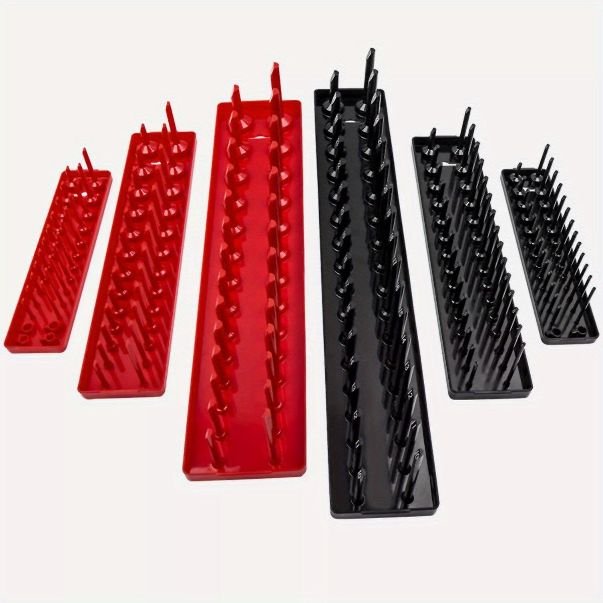 6Pcs Socket Organizer Tray Set, Holds 90 Metric and 76 SAE Sockets, 1/4", 3/8", 1/2" Drive