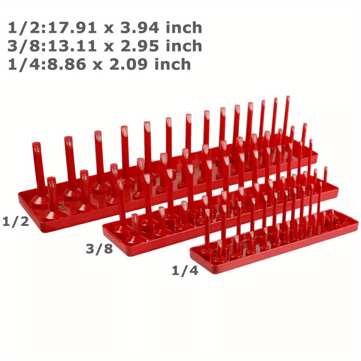 6Pcs Socket Organizer Tray Set, Holds 90 Metric and 76 SAE Sockets, 1/4", 3/8", 1/2" Drive