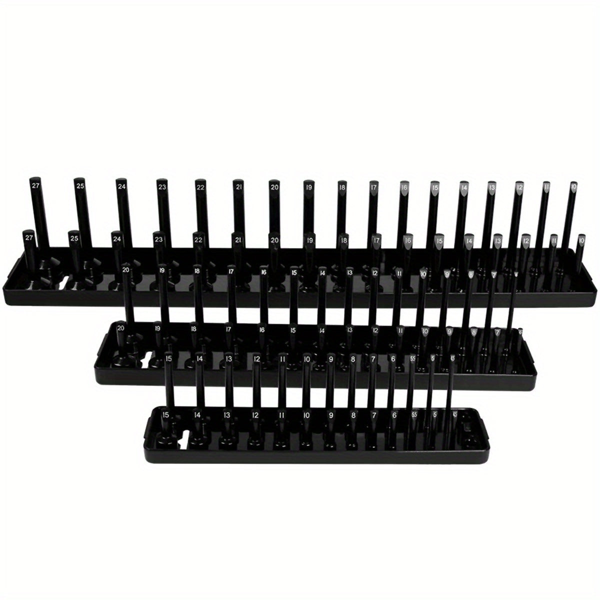 6Pcs Socket Organizer Tray Set, Holds 90 Metric and 76 SAE Sockets, 1/4", 3/8", 1/2" Drive